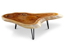Table Basse Holz Massif Jusqu'À 140 CM Exotique de Salon en Bois Racine