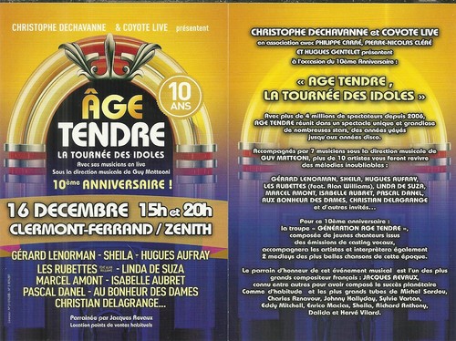 Flyer âge tendre les - tendre, idoles