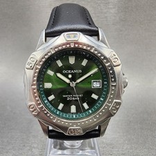 Casio Oceanus Dive Watch Men 38mm Green Dial Silver Tone Date OC-700 New Battery