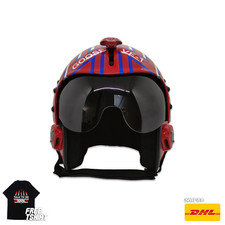 TOP GUN GOOSE BLUE HGU-33 FLIGHT HELMET MOVIE PROP PILOT AVIATOR USN NAVY+SHIRT