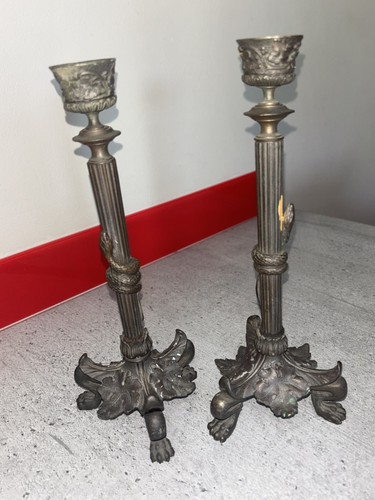 Ancienne paire bougeoirs - ancienne,