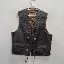Schott NYC USA Vintage Brown Leather Gilet Vest Cowboy Western Rodeo Size XL