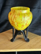 Art Deco glassware - glass paste - tripod vase - Schneider inspiration - 1920