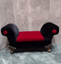 Black and Red Velvet Settee Lounge Sofa Chaise Doll Furniture or Jewelry Box