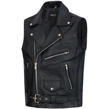 Paulgos Gilet En Cuir Gilet