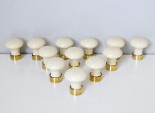Ø30 Lot 12 Porcelain and Brass Furniture Knob, Vintage Door Handle, Drawer