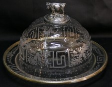 Silver Metal Crystal Cow Cheese Bell, Early 20th Century