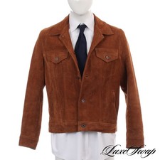#1 MENSWEAR LNWOT Schott Perfecto x 3Sixteen 2897 Brown Suede Trucker Coat L USA