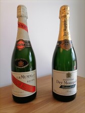 2 Vintage Empty Unopened Champagne Bottles Mumm Dry Monopole Reims