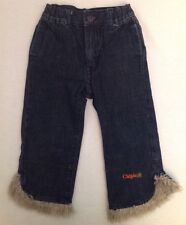 CHIPIE French Boutique Jeans Fur Trim Rainbow Pockets Toddler 104 3/4 Dark Wash
