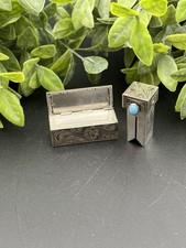 Porte-rouge à lèvres argent 800 & turquoise – Miroir intégré – 688 002