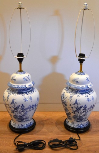 Paire lampes porcelaine - paire, en