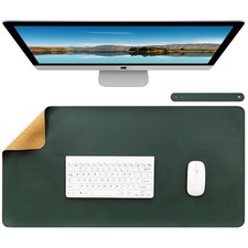 Tapis de bureau double face en liège naturel et cuir 80x40cm grand tapis de s...