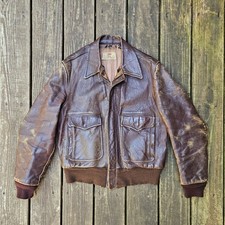 Vintage 1940s-50s Bond Style Manor Horsehide A-2 Flight Jacket Brown Size 40