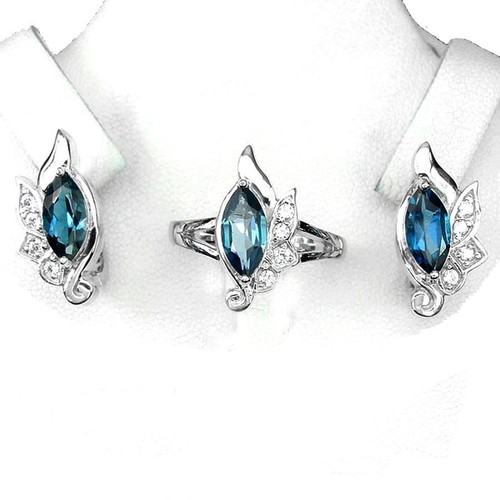 Parure topaze bleu london - bleu,