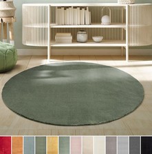 Tapis de salon doux à poils courts antidérapant lavable rond