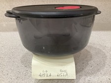 Tupperware Crystal Wave 4153A Smoke 3.5 Cup Bowl With 4153A Black Vented Lid
