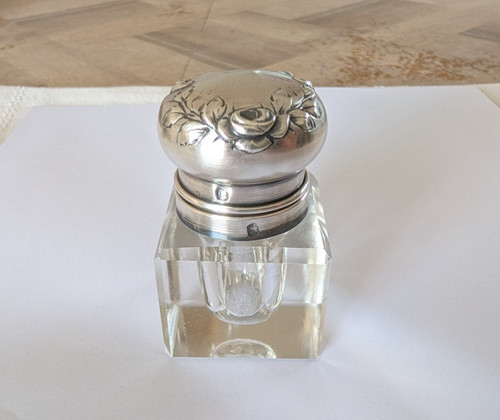 Ancien encrier argent - argent, massif