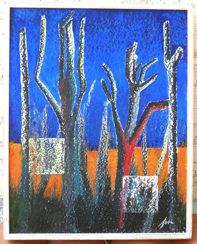 Grand tableau signé arbres - tableau,