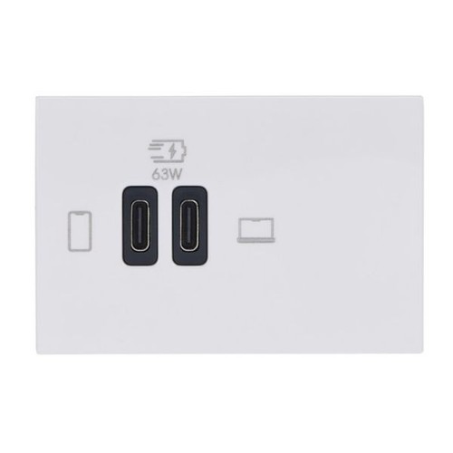 Prise double usb mosaic type - usb, type-c