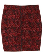 SKUNKFUNK Womens Pencil Skirt US 4 Small W32  Red Floral Lyocell DN34
