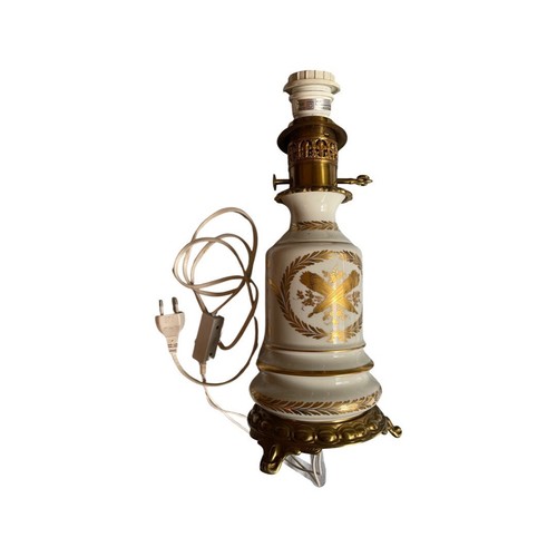 Lampe porcelaine dorée - porcelaine,