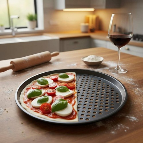 Moule pizza rond perforé - pizza,