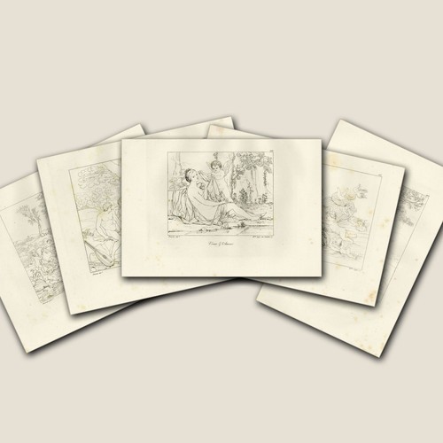 Lot gravures trait - au,