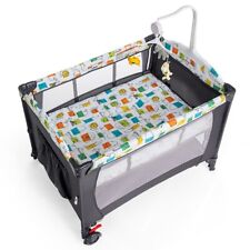 Lit Parapluie Bébé Pliant 5 en 1 avec Matelas Table à Langer Boîte à Musique 3