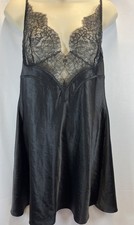 Victoria’s Secret Size L Black Satin Chemise Nightgown Lingerie Slip