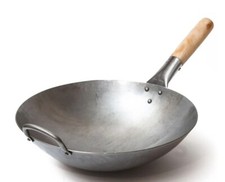 Craft Wok Traditional Carbon Steel 14 inch Hammered Round Wok 