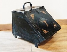 Late 19th century era. Antique Metal Charcoal Bucket. Flowers decor. Good Condition 