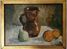 Antique Impressionist Fruit Still Life Oil Painting 20th Century