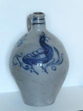 Grande cruche Betschdorf ou Westerwald  XIXe  décor oiseau