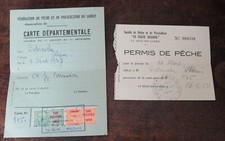 old licence & fishing card 1958 trout saddle on foot FISHING
