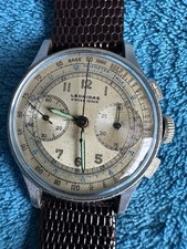 Leonidas Big Eye Chronograph Watch Manual Wind Working Serviced Vintage Classic