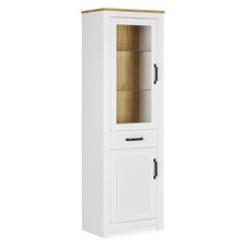 Vitrine pour Collection Verre Blanc Buffet en Bois Armoire Commode Homestyle4u