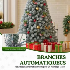 Sapin de Noël Artificiel 180 cm Blanc Neigeux – Arbre de Noël avec Pied Métal...