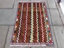 Vintage Traditionnel Main Fabriqué Oriental Gabbe Laine Marron S Tapis 138x95cm