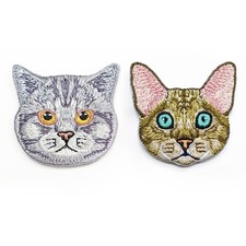 2pcs Brooch Bag Pin Embroidery Cartoon Lifelike Bengal British Shorthair Cat