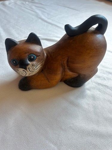 Statut bois sculptée chat - statut,