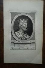DAGOBERT ROI DE FRANCE . PORTRAIT. GRAVURE ORIGINALE . 1760