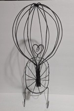 Vintage French Brocante Wire Hat Wig Stand Primitive Millinery Store Display 22"