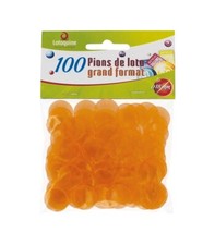 100 pions de marquage 18 mm orange pour Loto et Bingo jetons transparents 300706