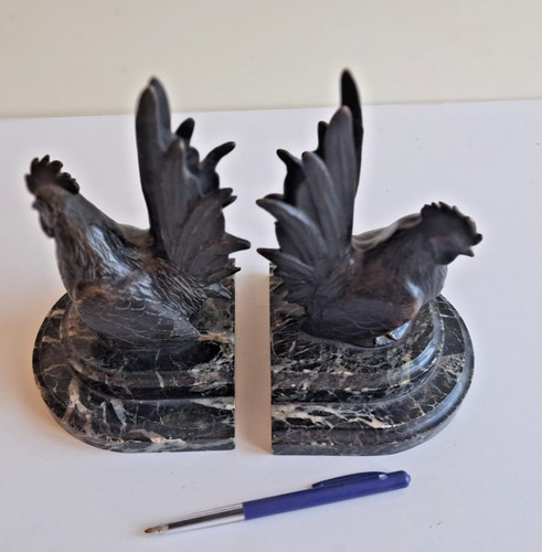 Serre livres coqs bronze - serre-,