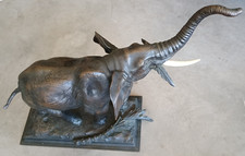 Beautiful Antique Bronze African Elephant +-1900-1924, Auguste Seysses 1862-1946