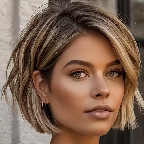 Short bob cut caramel brown - short,