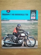 Fiche Moto Motorcycle Card 12 x 12,5 cm - Triumph T 140 Bonneville 750 1963 1979