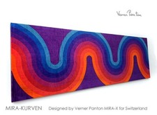 Verner Panton MIRA-KURVEN Velours Multicolore Tissu Board Mid Century 40in