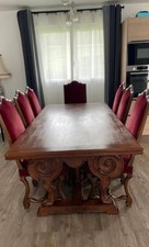 🏰 Table ancienne en noyer massif ✨ avec rallonges – Style château, de caractère